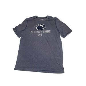 Under Armour Penn State Nittany Lions Heathered Blue T Shirt HeatGear Top Small